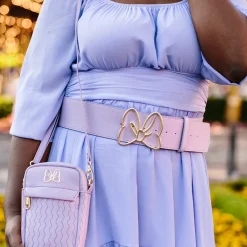 Minnie Mouse Gold Bow Cast Buckle - Lilac PU Strap Belt