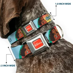 MOANA Title Logo Full Color Orange/White Seatbelt Buckle Collar - Moana ISLAND GIRL Rainbow Pose Blue/Multi Color