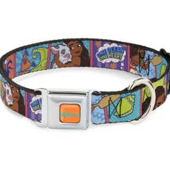 MOANA Title Logo Full Color Orange/Blue Seatbelt Buckle Collar - Moana MAKE WAVES Scene Blocks Blues/Orange