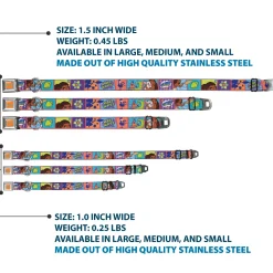 MOANA Title Logo Full Color Orange/Blue Seatbelt Buckle Collar - Moana MAKE WAVES Scene Blocks Blues/Orange