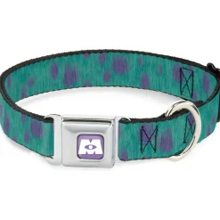 Monsters Inc. Icon Full Color Purple/White Seatbelt Buckle Collar - Monsters Inc. Sulley Bounding Spots Blue/Purple