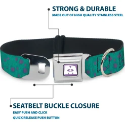 Monsters Inc. Icon Full Color Purple/White Seatbelt Buckle Collar - Monsters Inc. Sulley Bounding Spots Blue/Purple