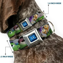 Monsters University Logo Full Color Blue/White Seatbelt Buckle Collar - Monsters University Character Lineup Gray