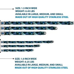 Monsters University Logo Full Color Blue White Seatbelt Buckle Collar - Sulley Scare Pose/Dots Blues/White