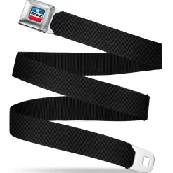 MOPAR Chrysler Logo Full Color White/Blue/Red/Black Seatbelt Belt - Black Webbing