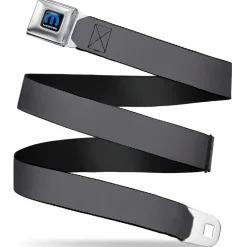 MOPAR Logo Full Color Black Blue White Seatbelt Belt - Charcoal Webbing