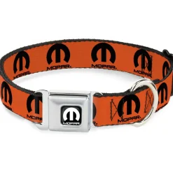 MOPAR Logo Full Color Black/White Seatbelt Buckle Collar - MOPAR Logo Repeat Orange/Black