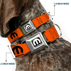 MOPAR Logo Full Color Black/White Seatbelt Buckle Collar - MOPAR Logo Repeat Orange/Black