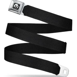 MOPAR Logo Full Color Black/White Seatbelt Belt - Black Webbing