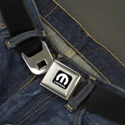 MOPAR Logo Full Color Black/White Seatbelt Belt - Black Webbing