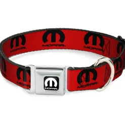 MOPAR Logo Full Color Black/White Seatbelt Buckle Collar - MOPAR Logo Repeat Red/Black