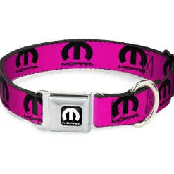 MOPAR Logo Full Color Black/White Seatbelt Buckle Collar - MOPAR Logo Repeat Hot Pink/Black