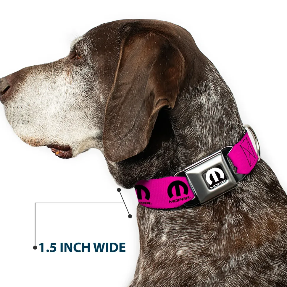 MOPAR Logo Full Color Black/White Seatbelt Buckle Collar - MOPAR Logo Repeat Hot Pink/Black