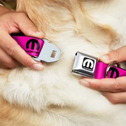 MOPAR Logo Full Color Black/White Seatbelt Buckle Collar - MOPAR Logo Repeat Hot Pink/Black
