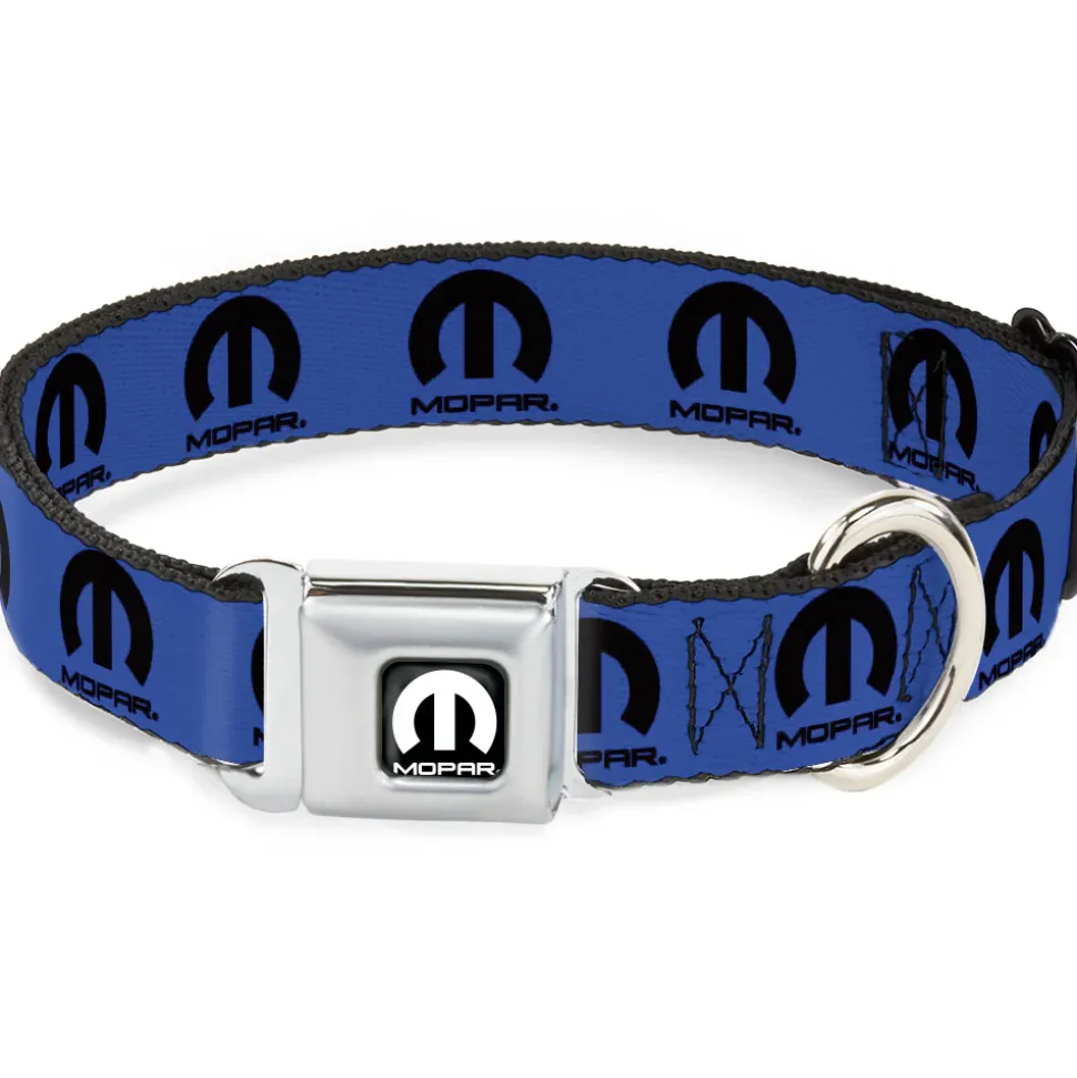 MOPAR Logo Full Color Black/White Seatbelt Buckle Collar - MOPAR Logo Repeat Blue/Black