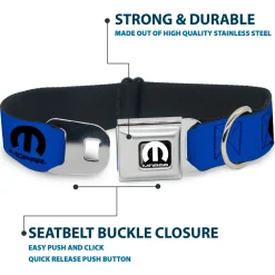MOPAR Logo Full Color Black/White Seatbelt Buckle Collar - MOPAR Logo Repeat Blue/Black
