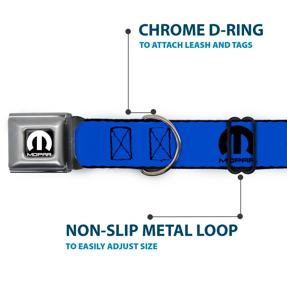 MOPAR Logo Full Color Black/White Seatbelt Buckle Collar - MOPAR Logo Repeat Blue/Black