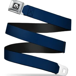 MOPAR Logo Full Color Black White Seatbelt Belt - Navy Webbing