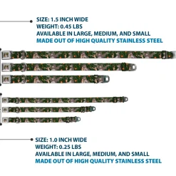 Mowgli & Baloo Hugging/Leaves Full Color Black/Greens Seatbelt Buckle Collar - Mowgli & Baloo 3-Poses Leaves/Flowers Greens/Orange
