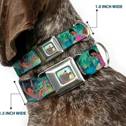 Mowgli Riding Baloo Full Color Seatbelt Buckle Collar - The Jungle Book Scenes