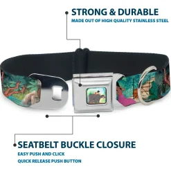 Mowgli Riding Baloo Full Color Seatbelt Buckle Collar - The Jungle Book Scenes
