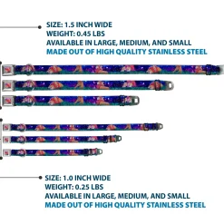 Mufasa & Simba Full Color Seatbelt Buckle Collar - Mufasa & Simba Night Poses