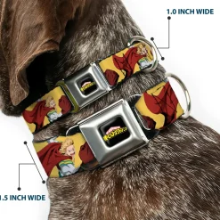 MY HERO ACADEMIA Title Logo Full Color Black Seatbelt Buckle Collar - My Hero Academia Mirio Togata Upper Cut Pose Yellow