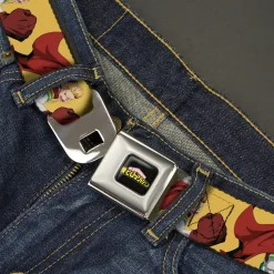 MY HERO ACADEMIA Title Logo Full Color Black Seatbelt Belt - My Hero Academia Mirio Togata Upper Cut Pose Yellow Webbing