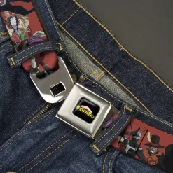 MY HERO ACADEMIA Title Logo Full Color Black Seatbelt Belt - My Hero Academia Villains Group Pose Red Webbing