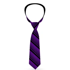 Necktie Standard - Diagonal Stripes Black/Purple