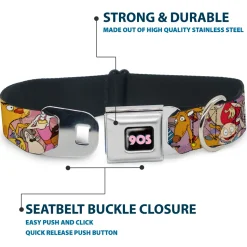 Nick 90'S Icon Black/Blue/Pink Seatbelt Buckle Collar - Nick 90's Rewind Character Mash Up Collage2 Pinks