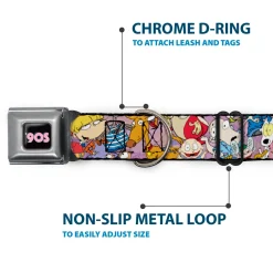 Nick 90'S Icon Black/Blue/Pink Seatbelt Buckle Collar - Nick 90's Rewind Character Mash Up Collage2 Pinks