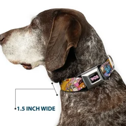 Nick 90'S Icon Black/Blue/Pink Seatbelt Buckle Collar - Nick 90's Rewind Character Mash Up Collage2 Pinks