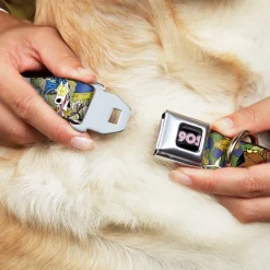 Nick 90'S Icon Black/Blue/Pink Seatbelt Buckle Collar - Nick 90's Rewind Character Mash Up Collage2 Pinks