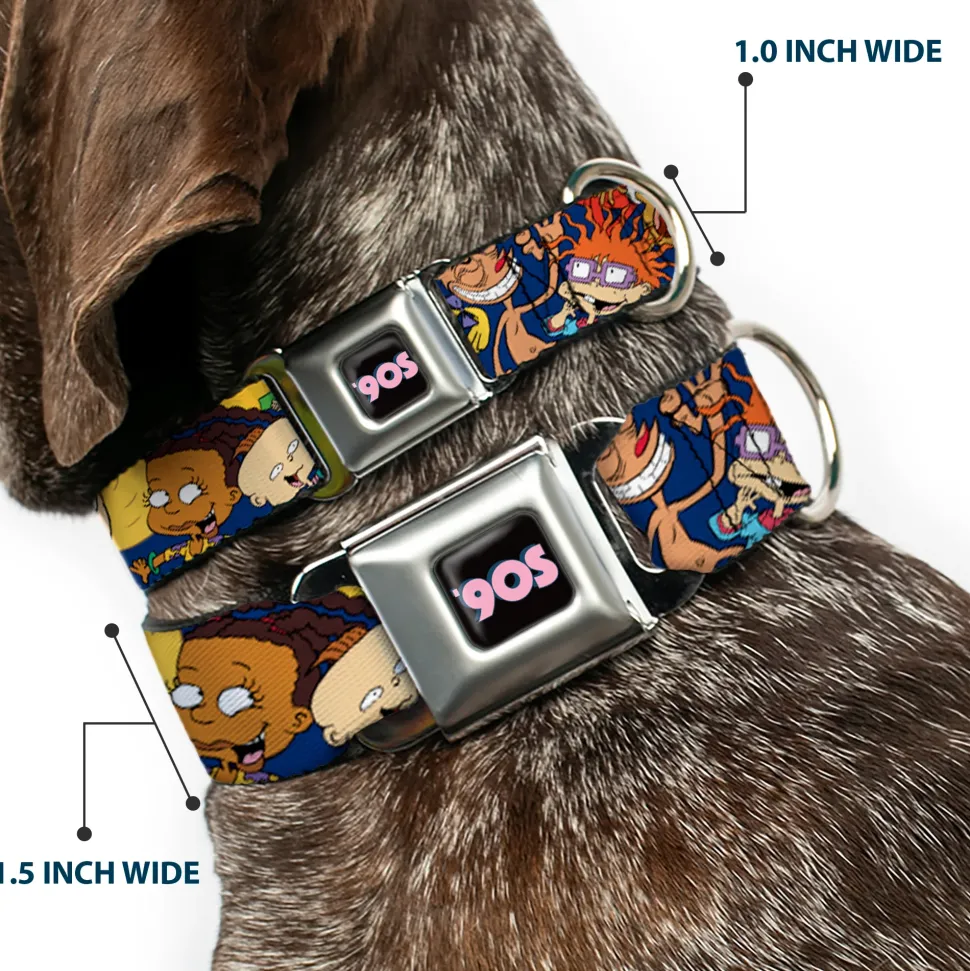 Nick 90'S Icon Full Color Black/Blue/Pink Seatbelt Buckle Collar - Nick 90's Rewind 16-Character Poses Navy Blue