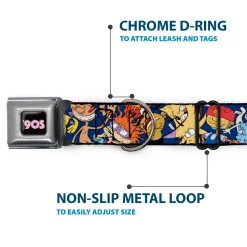 Nick 90'S Icon Full Color Black/Blue/Pink Seatbelt Buckle Collar - Nick 90's Rewind 16-Character Poses Navy Blue