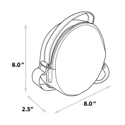 Nickelodeon Bag, Cross Body, Round, Invader Zim Piggy Close Up Applique with Embroidery, Pink, Vegan Leather