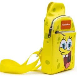 Nickelodeon Bag, Sling, SpongeBob SquarePants Smiling Face Character Close Up Yellow, Bounding, Vegan Leather
