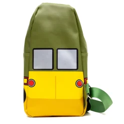 Nickelodeon Vegan Leather Crossbody Sling Bag, Teenage Mutant Ninja Turtles Party Van Close Up, Olive Green, 7" x 14"