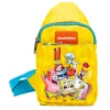 Nickelodeon Vegan Leather Crossbody Sling Bag with Adjustable Straps, SpongeBob SquarePants and Friends Pose Applique, Yellow