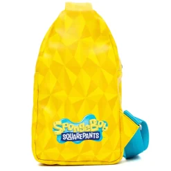 Nickelodeon Vegan Leather Crossbody Sling Bag with Adjustable Straps, SpongeBob SquarePants and Friends Pose Applique, Yellow
