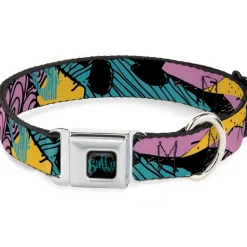 Nightmare Before Christmas SALLY Text Full Color Black/Teal Seatbelt Buckle Collar - Nightmare Before Christmas Sally Dress Patchwork