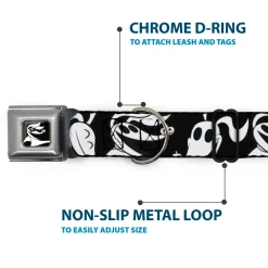 Nightmare Before Christmas Zero Smiling Full Color Black/White Seatbelt Buckle Collar - Nightmare Before Christmas Zero Expressions Black/White