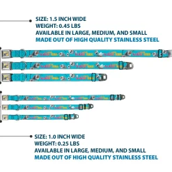 Olaf Face Frozen Sun Full Color Seatbelt Buckle Collar - Olaf Pose I LOVE WARM HUGS Stripe Blues