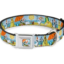 Olaf Tanning Pose Full Color Seatbelt Buckle Collar - Olaf Summertime Beach Scenes