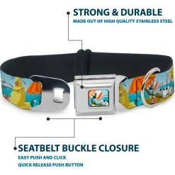 Olaf Tanning Pose Full Color Seatbelt Buckle Collar - Olaf Summertime Beach Scenes