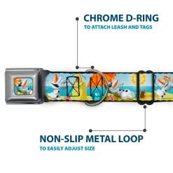 Olaf Tanning Pose Full Color Seatbelt Buckle Collar - Olaf Summertime Beach Scenes