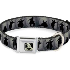 Oogie Boogie CLOSE-UP Full Color Seatbelt Buckle Collar - Oogie Boogie Silhouette Poses Gray/Black