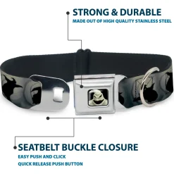 Oogie Boogie CLOSE-UP Full Color Seatbelt Buckle Collar - Oogie Boogie Silhouette Poses Gray/Black