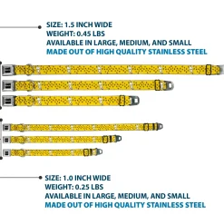 PEANUTS Title Logo Full Color Black/White Seatbelt Buckle Collar - Peanuts Snoopy Smiling Pose/Paw Print Yellow/Black/White